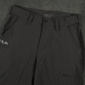 Huk Next Level Shorts Mens S Gray Performance Stretch Cargo Fishing Utility